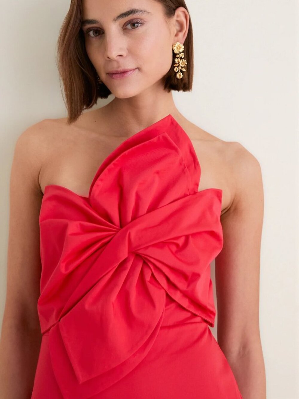 Red Asymmetric Bow Faye Maxi Dress